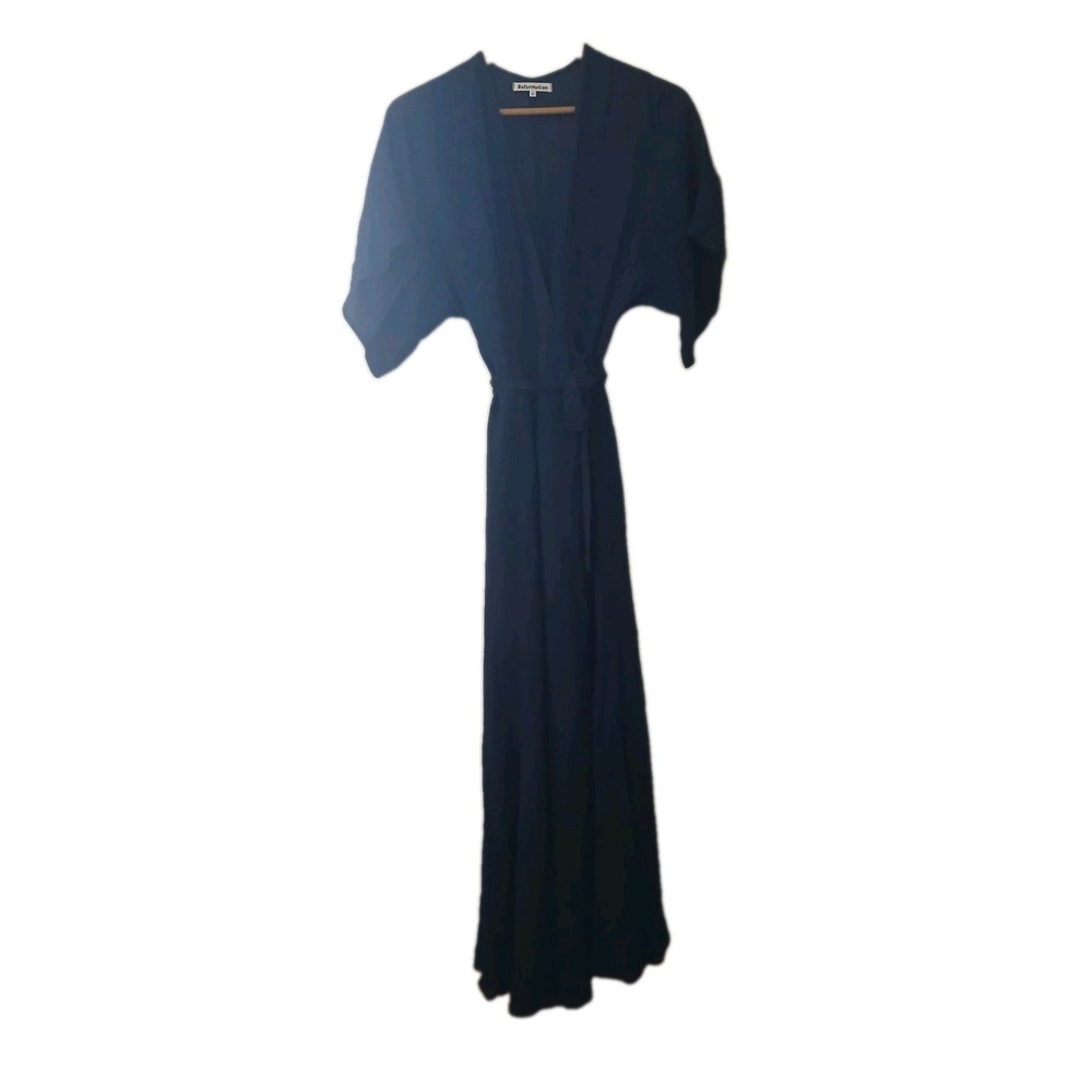 Reformation Winslow Wrap Maxi Dress V-Neck Puff Sleeve Crepe Size Small